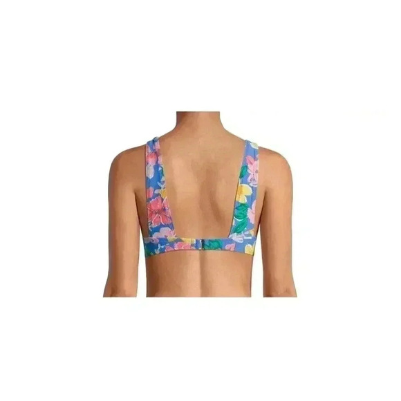 Time and Tru Women's Cabana Blue Floral Triangle Swim Top Women Size Small - Picture 3 of 6